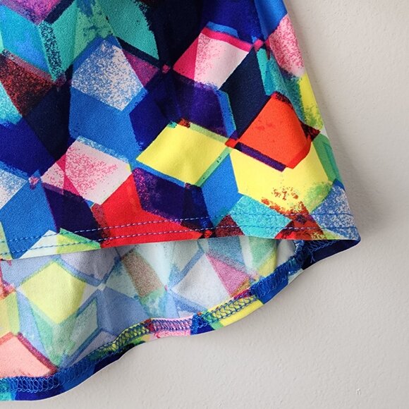 Attitudes by Renee Asymmetrical Blouse | XXS | Geometric Peekaboo Colorful QVC - Picture 4 of 8